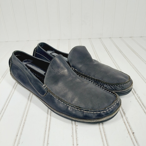 Banana Republic Grey Leather Moc Toe Slip On Loafers D889 - Picture 4 of 11